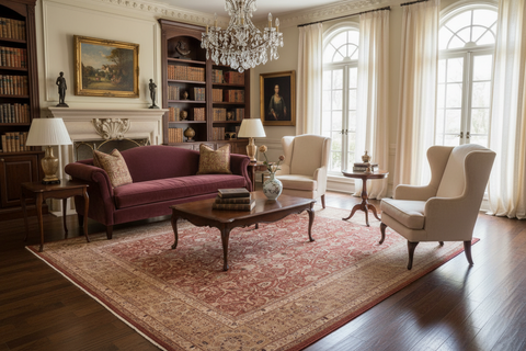 Turkish Knotted Istanbul Particia Brown/Gold Wool Rug - 8'1''X9'10''