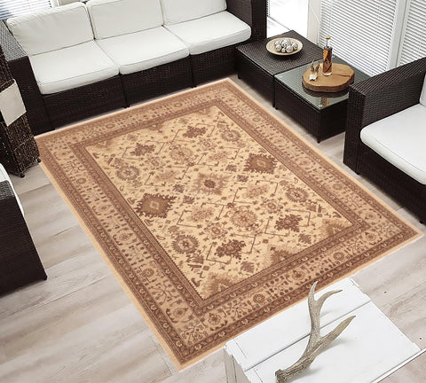 handmade Geometric Kafkaz Ivory Lt. Tan Hand Knotted RECTANGLE 100% WOOL area rug 8' x 10'