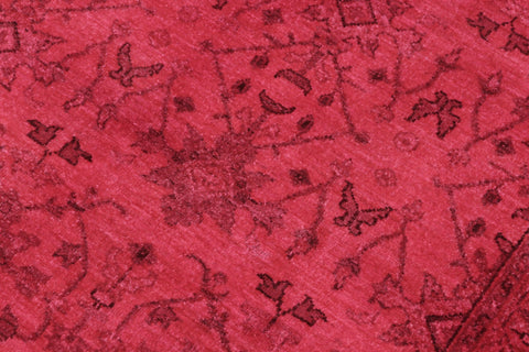 handmade Over Dyed Kafkaz Hot Pink Hot Pink Hand Knotted RECTANGLE 100% WOOL area rug 8' x 10'