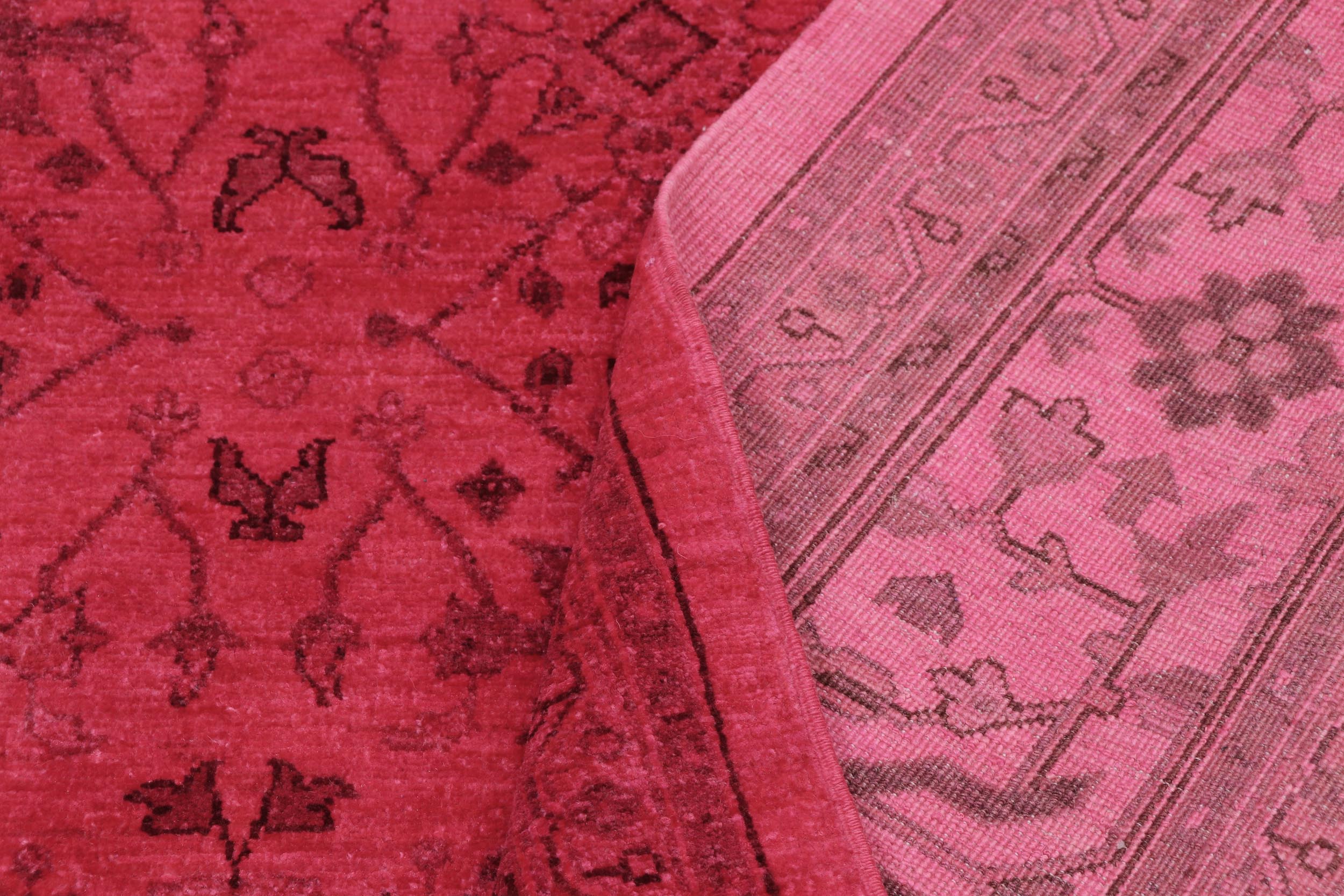 handmade Over Dyed Kafkaz Hot Pink Hot Pink Hand Knotted RECTANGLE 100% WOOL area rug 8' x 10'