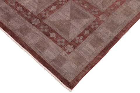 handmade Over Dyed Over Dyed Gray Red Hand Knotted RECTANGLE 100% WOOL area rug 8' x 10'