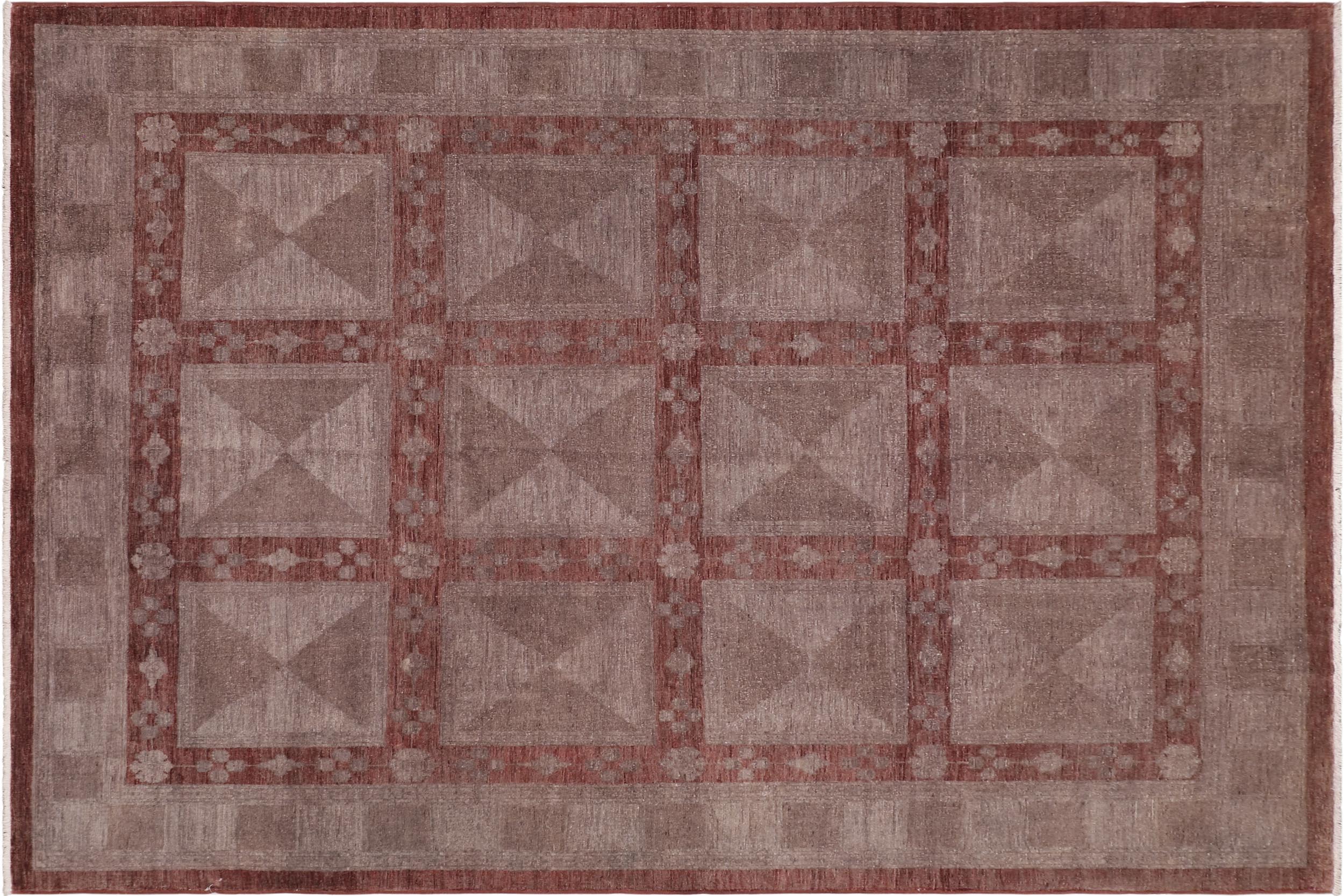 handmade Over Dyed Over Dyed Gray Red Hand Knotted RECTANGLE 100% WOOL area rug 8' x 10'