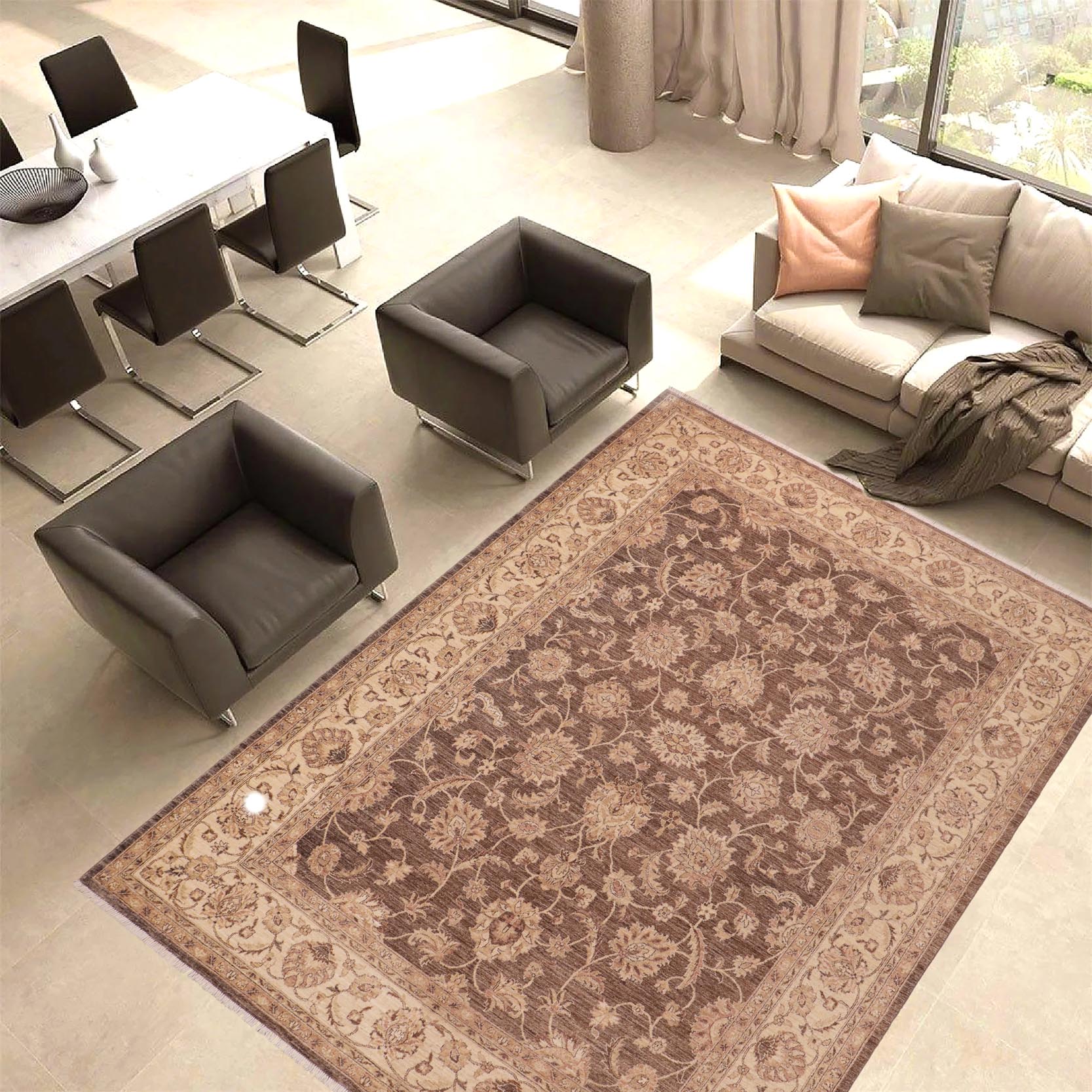 handmade Traditional Kafkaz Lt. Brown Beige Hand Knotted RECTANGLE 100% WOOL area rug 8x10