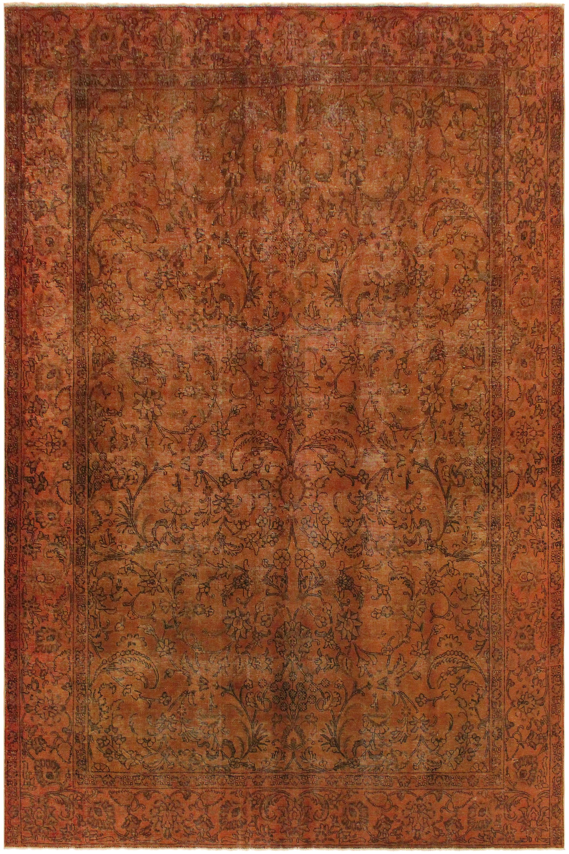 Vintage Distressed Persian Florenci Rust/Brown Wool Rug - 8'0''X11'2''