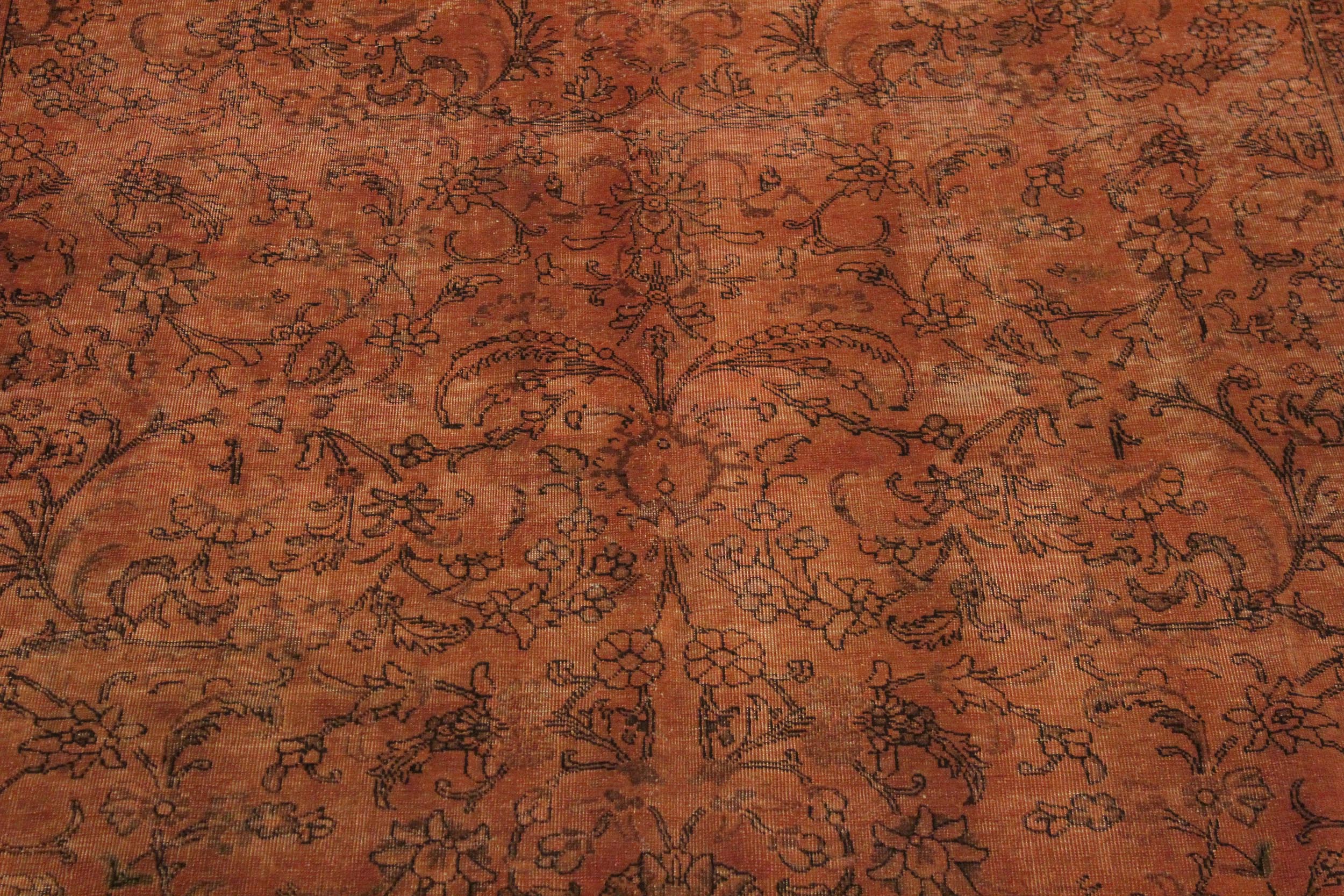 handmade Modern Vintage Rust Brown Hand Knotted RECTANGLE 100% WOOL area rug 8' x 11'