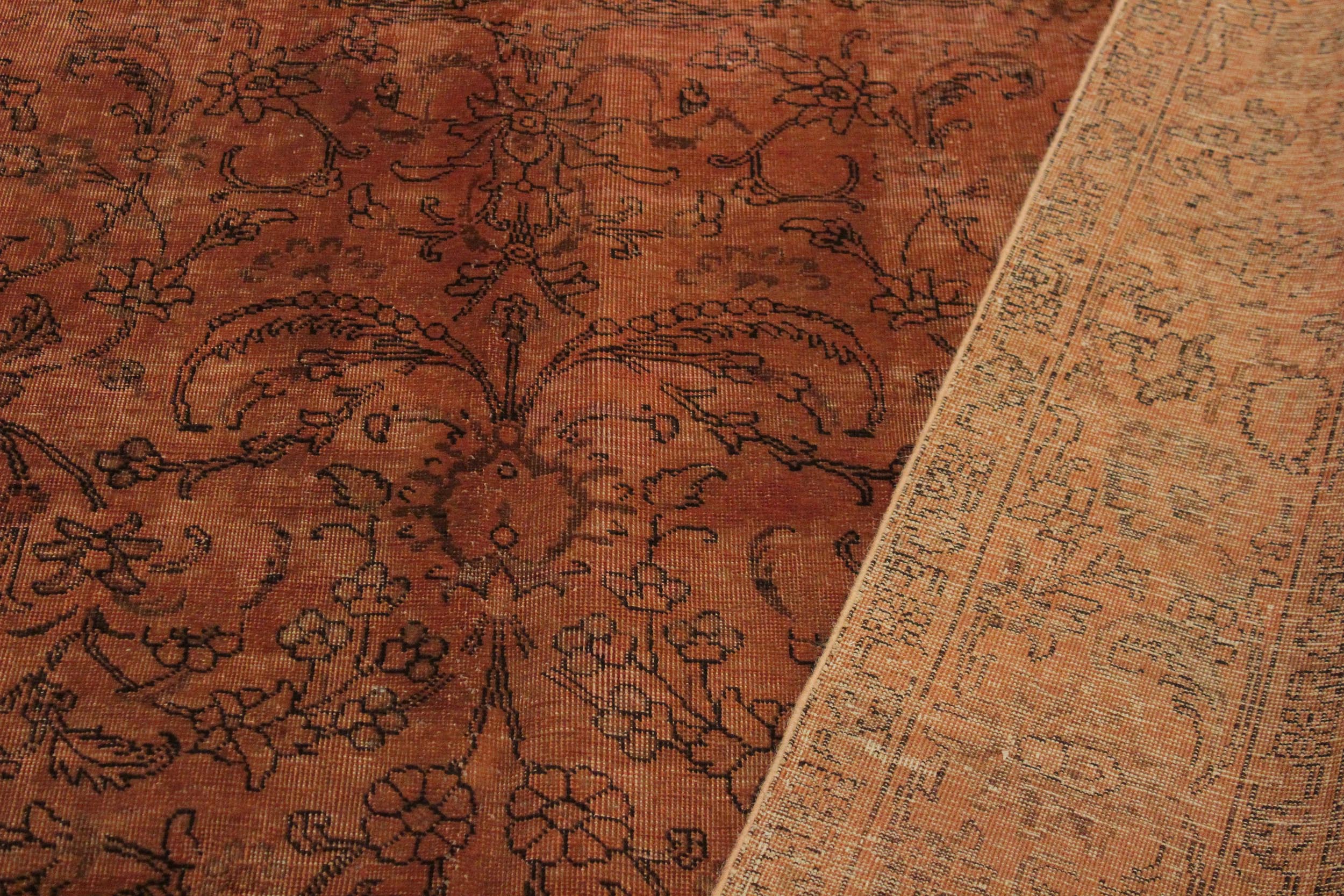 handmade Modern Vintage Rust Brown Hand Knotted RECTANGLE 100% WOOL area rug 8' x 11'