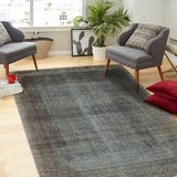 handmade Vintage Vintage Blue Brown Hand Knotted RECTANGLE 100% WOOL area rug 8x11