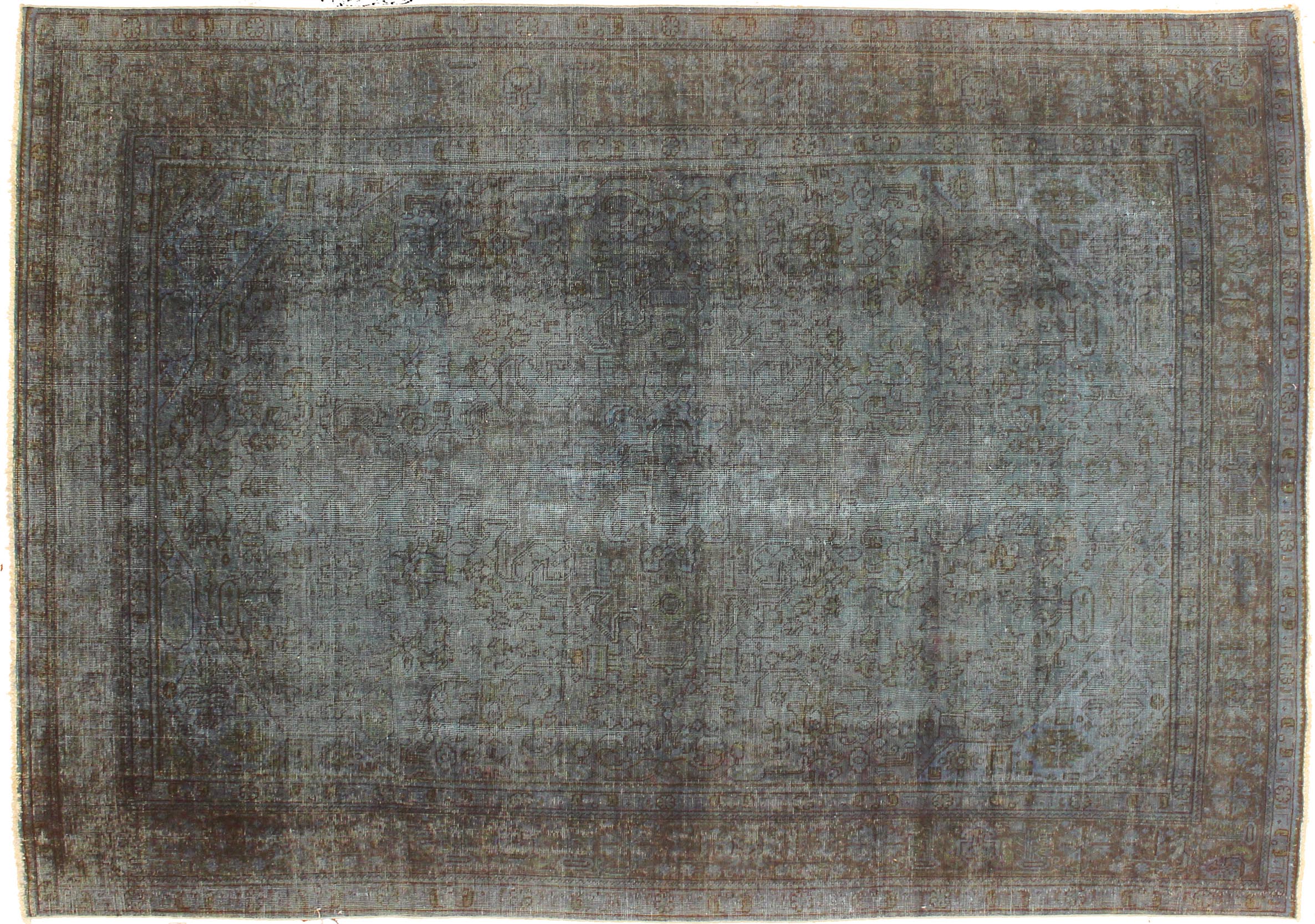 handmade Modern Vintage Blue Brown Hand Knotted RECTANGLE 100% WOOL area rug 8' x 11'