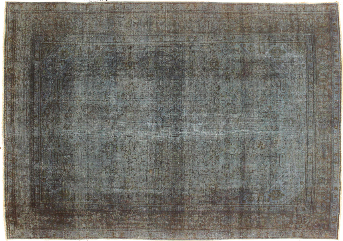 handmade Modern Vintage Blue Brown Hand Knotted RECTANGLE 100% WOOL area rug 8' x 11'