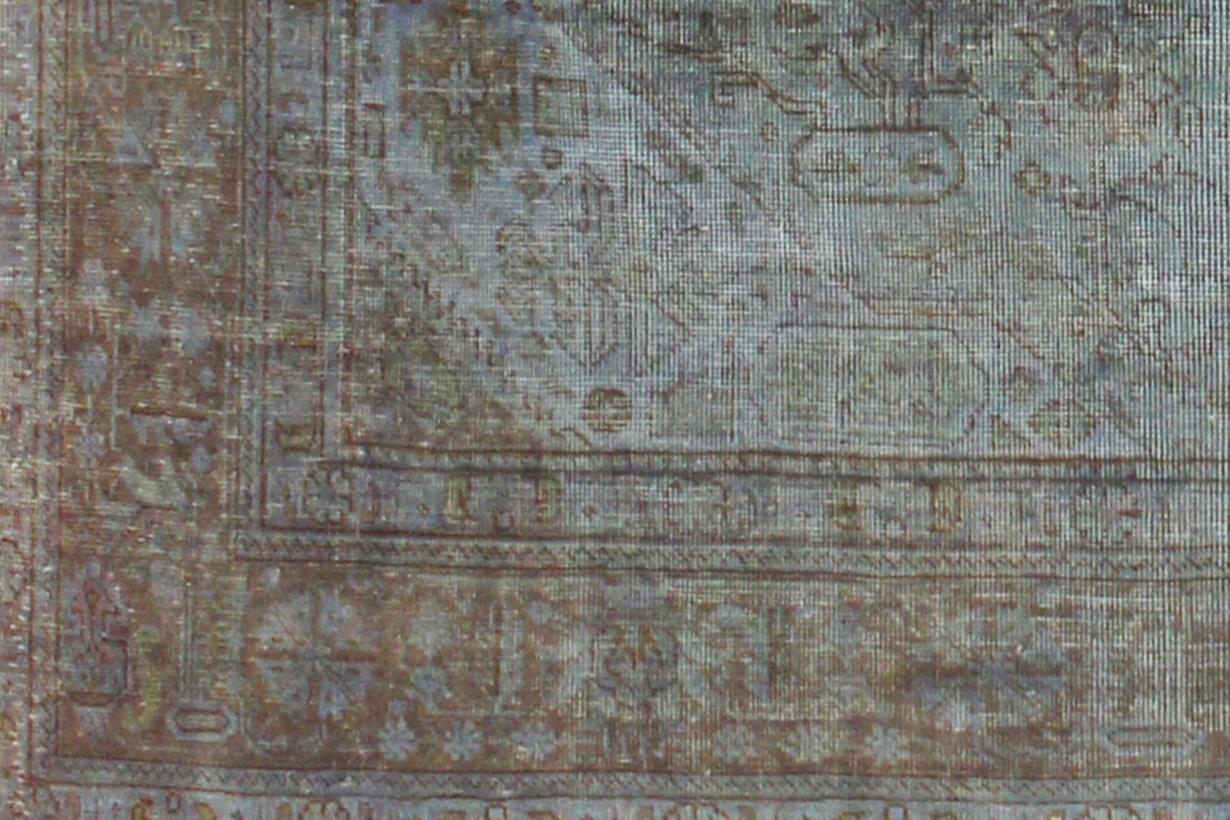 handmade Modern Vintage Blue Brown Hand Knotted RECTANGLE 100% WOOL area rug 8' x 11'