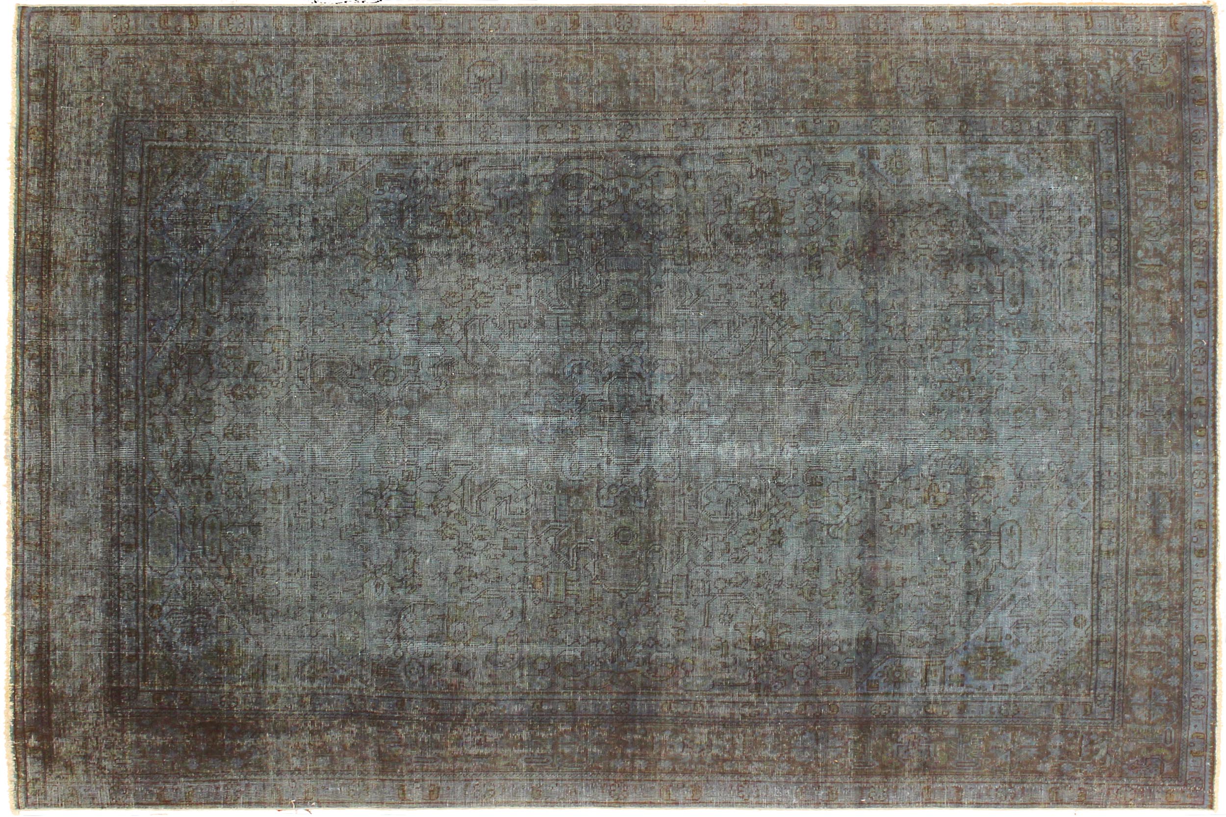 handmade Modern Vintage Blue Brown Hand Knotted RECTANGLE 100% WOOL area rug 8' x 11'