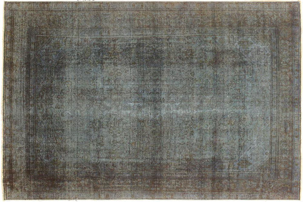 handmade Vintage Vintage Blue Brown Hand Knotted RECTANGLE 100% WOOL area rug 8x11