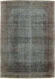 Vintage Distressed Persian Dorian Blue/Brown Wool Rug - 7'10'' x 11'1''