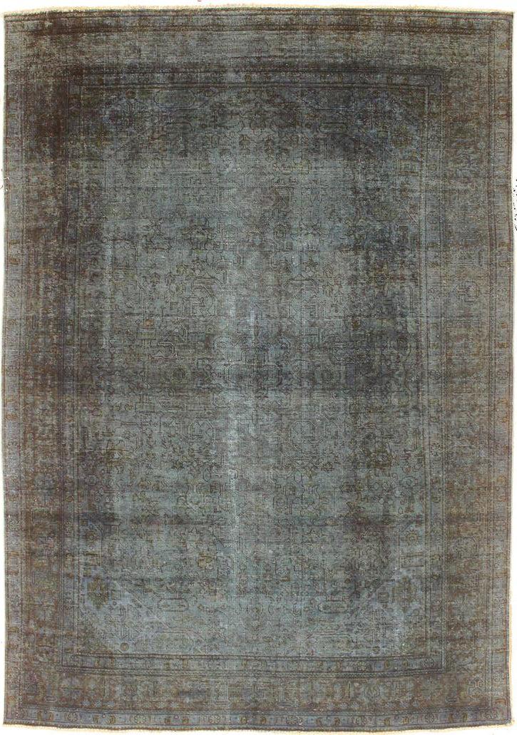 handmade Vintage Vintage Blue Brown Hand Knotted RECTANGLE 100% WOOL area rug 8x11