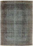 Vintage Distressed Persian Dorian Blue/Brown Wool Rug - 7'10'' x 11'1''