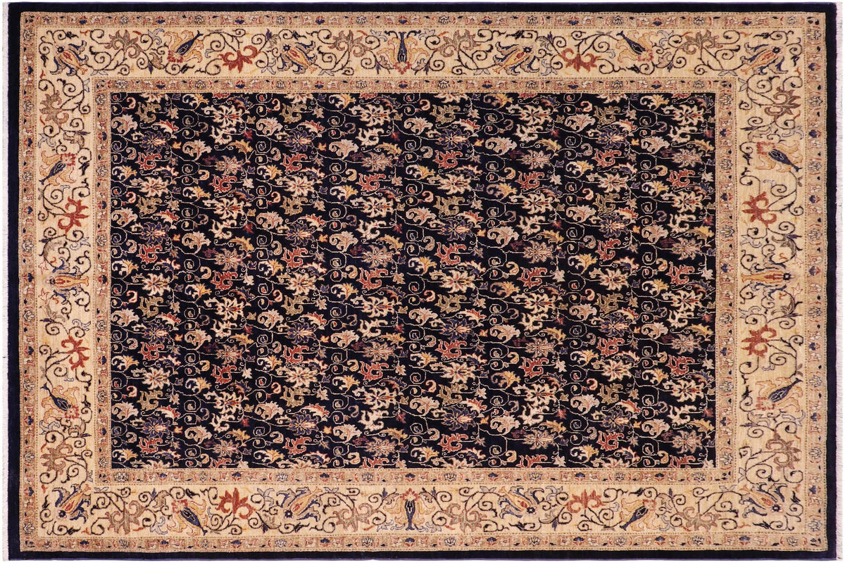 handmade Transitional Kafkaz Blue Lt. Gold Hand Knotted RECTANGLE 100% WOOL area rug 8' x 10'