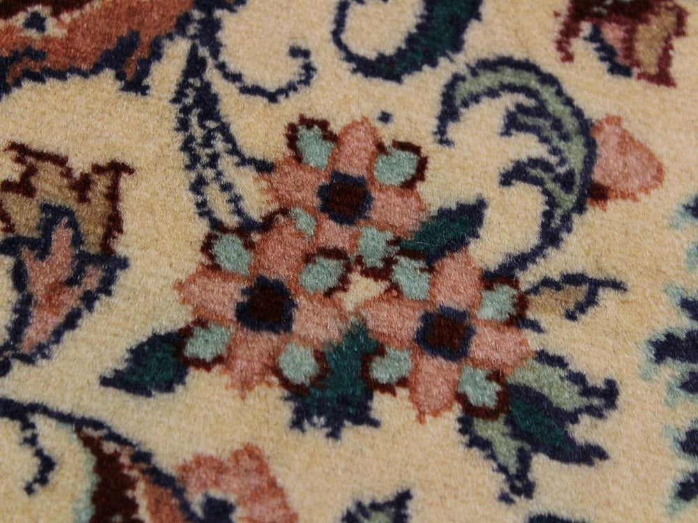 handmade Traditional Kashan Beige Blue Hand Knotted RUNNER 100% WOOL area rug 3x12