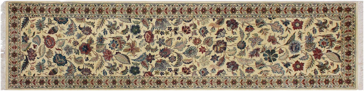 handmade Traditional Gulberg Beige Green Hand Knotted RUNNER 100% WOOL area rug 3x10