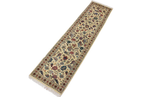 handmade Traditional Gulberg Beige Green Hand Knotted RUNNER 100% WOOL area rug 3' x 10'