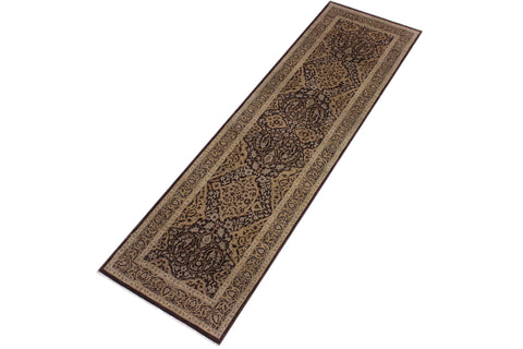 handmade Transitional Veg Dye Brown Gray Hand Knotted RUNNER 100% WOOL area rug 3' x 11'