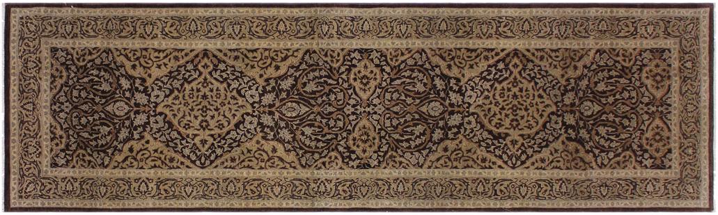 handmade Transitional Veg Dye Brown Gray Hand Knotted RUNNER 100% WOOL area rug 3'X11'