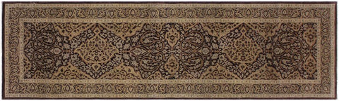 handmade Transitional Veg Dye Brown Gray Hand Knotted RUNNER 100% WOOL area rug 3'X11'