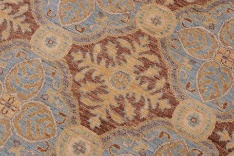 handmade Transitional Kafkaz Lt. Blue Brown Hand Knotted RECTANGLE 100% WOOL area rug 9' x 12'