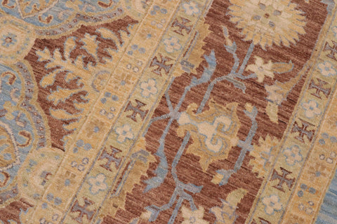 handmade Transitional Kafkaz Lt. Blue Brown Hand Knotted RECTANGLE 100% WOOL area rug 9' x 12'