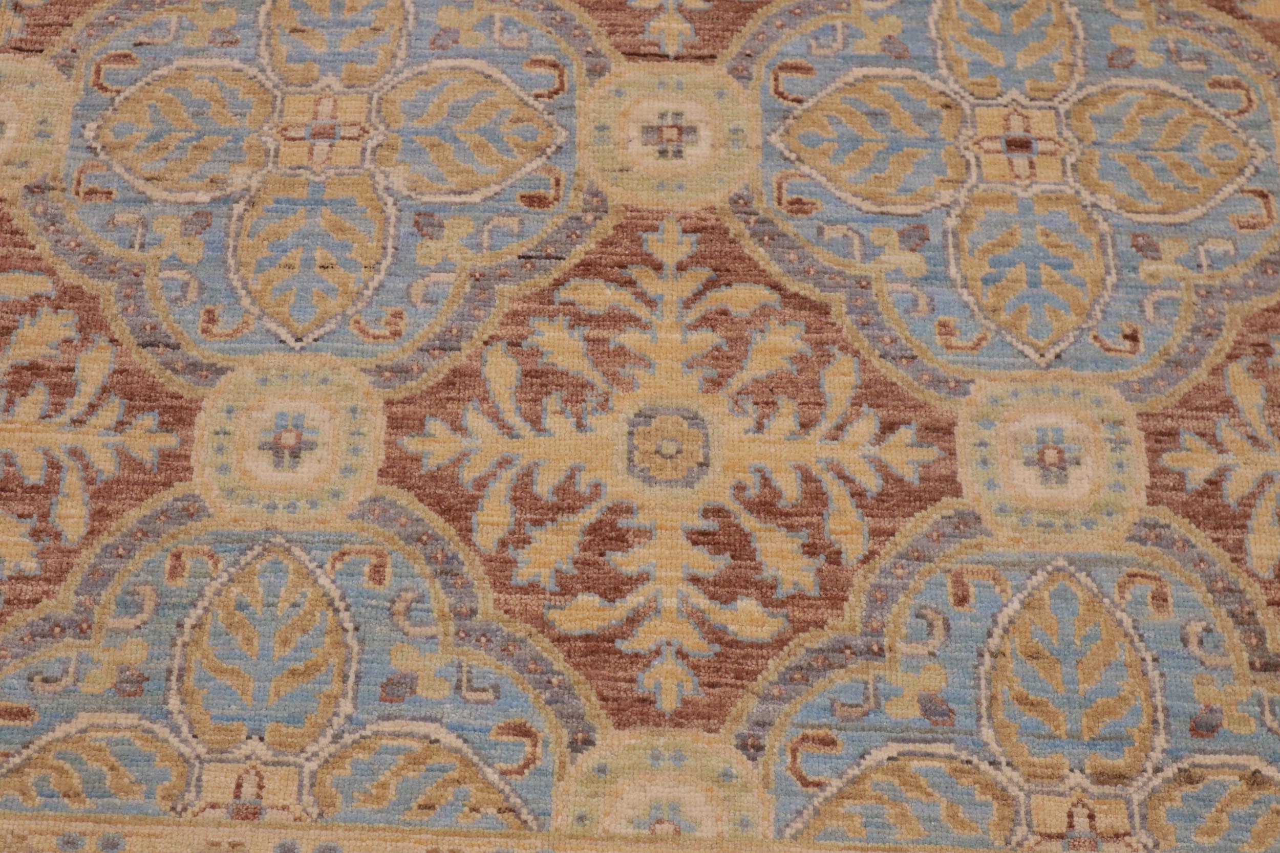 handmade Transitional Kafkaz Lt. Blue Brown Hand Knotted RECTANGLE 100% WOOL area rug 9' x 12'