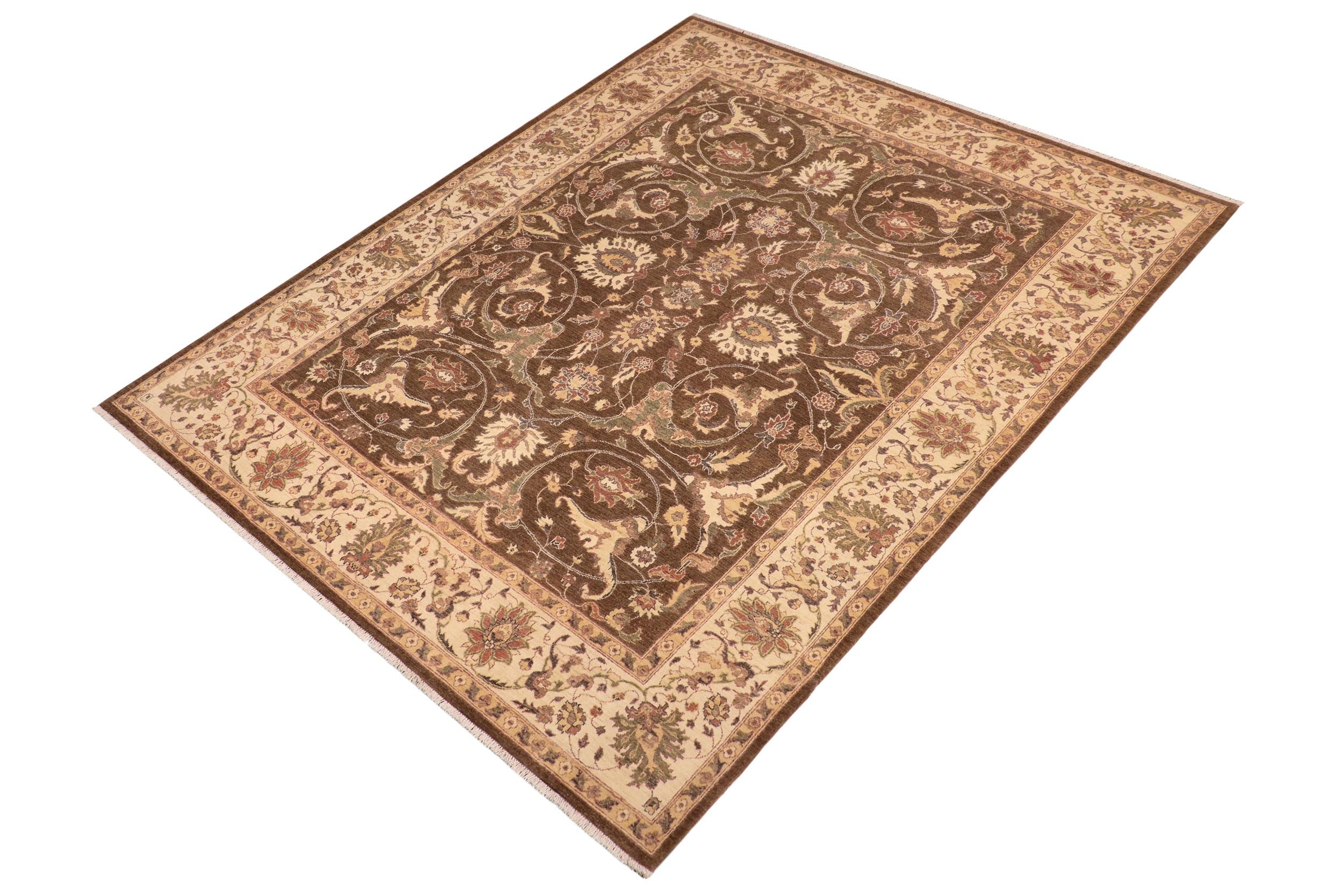 handmade Traditional Kafkaz Brown Beige Hand Knotted RECTANGLE 100% WOOL area rug 8x12