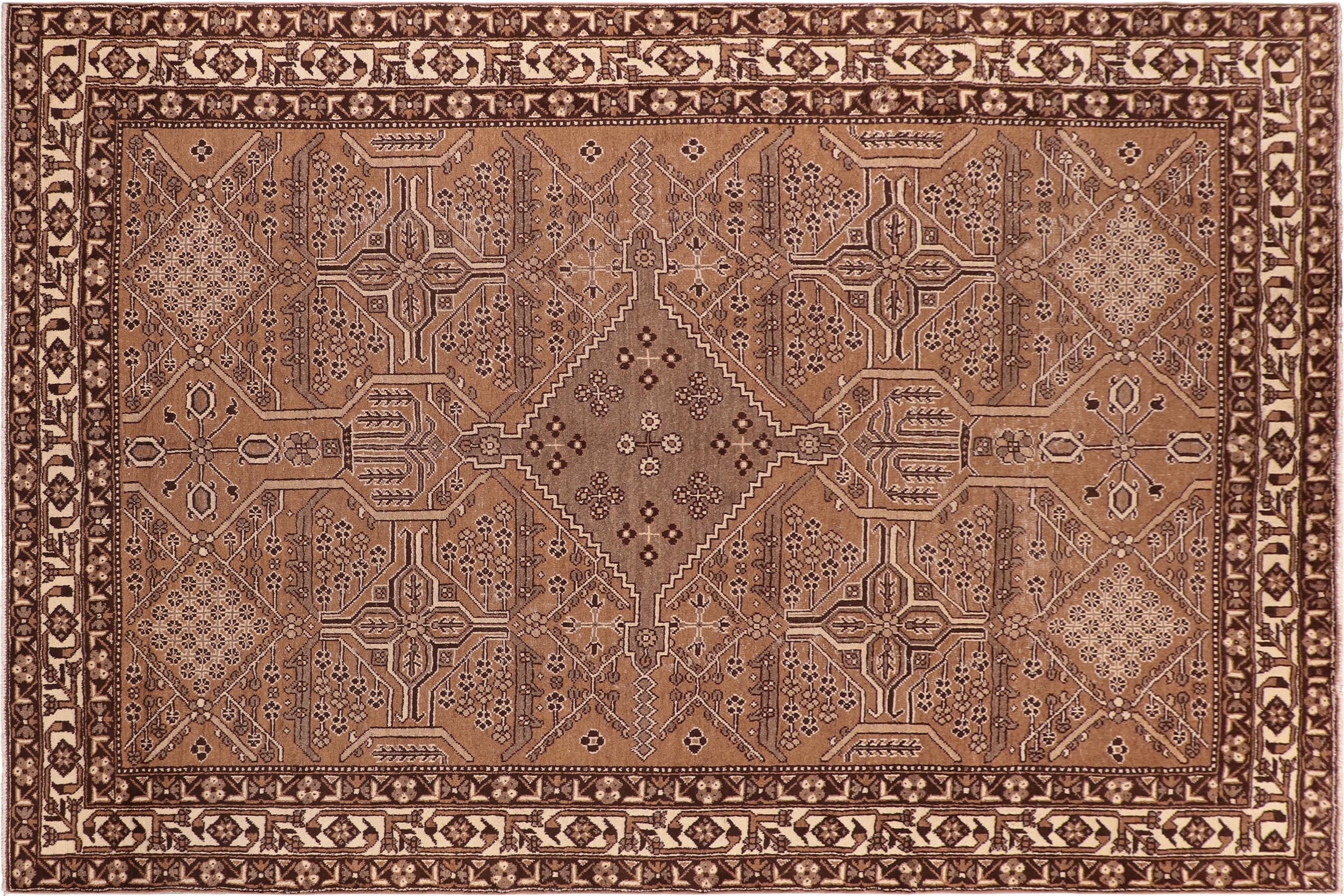 handmade Traditional Persian Lt. Brown Ivory Hand Knotted RECTANGLE 100% WOOL area rug 8x11