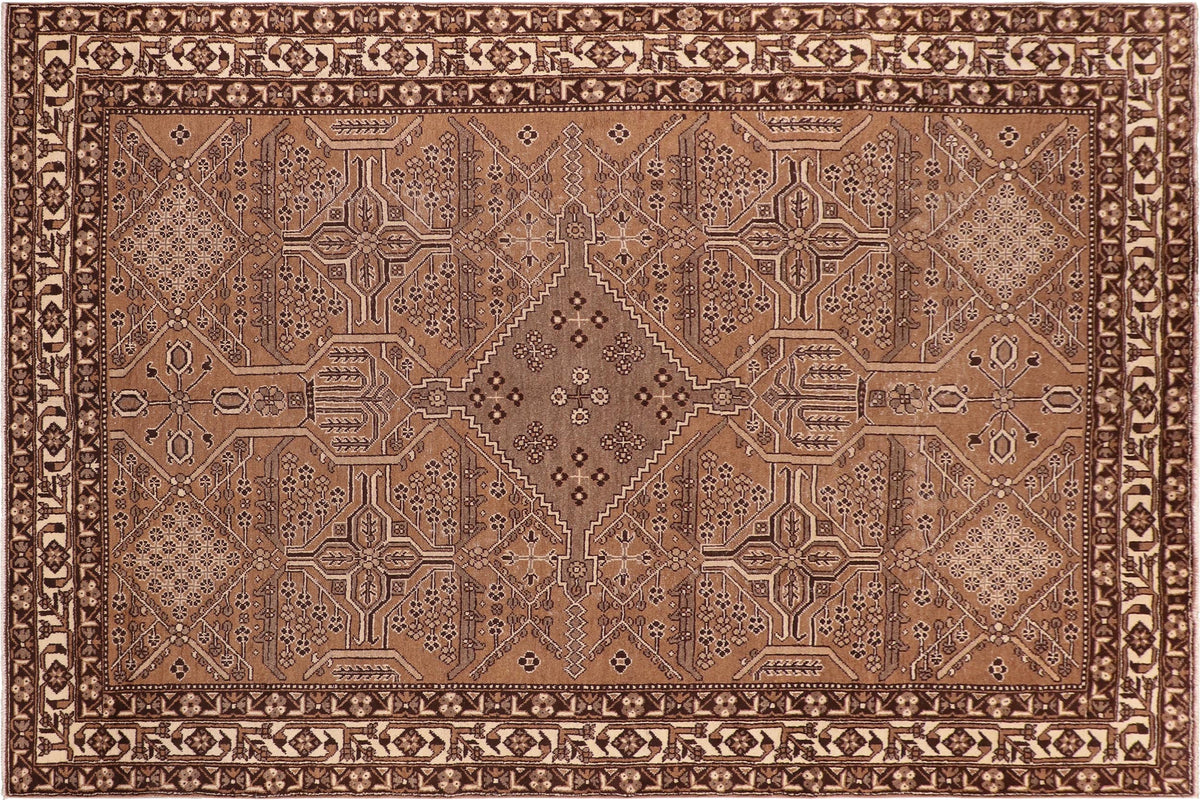 handmade Traditional Persian Lt. Brown Ivory Hand Knotted RECTANGLE 100% WOOL area rug 8x11