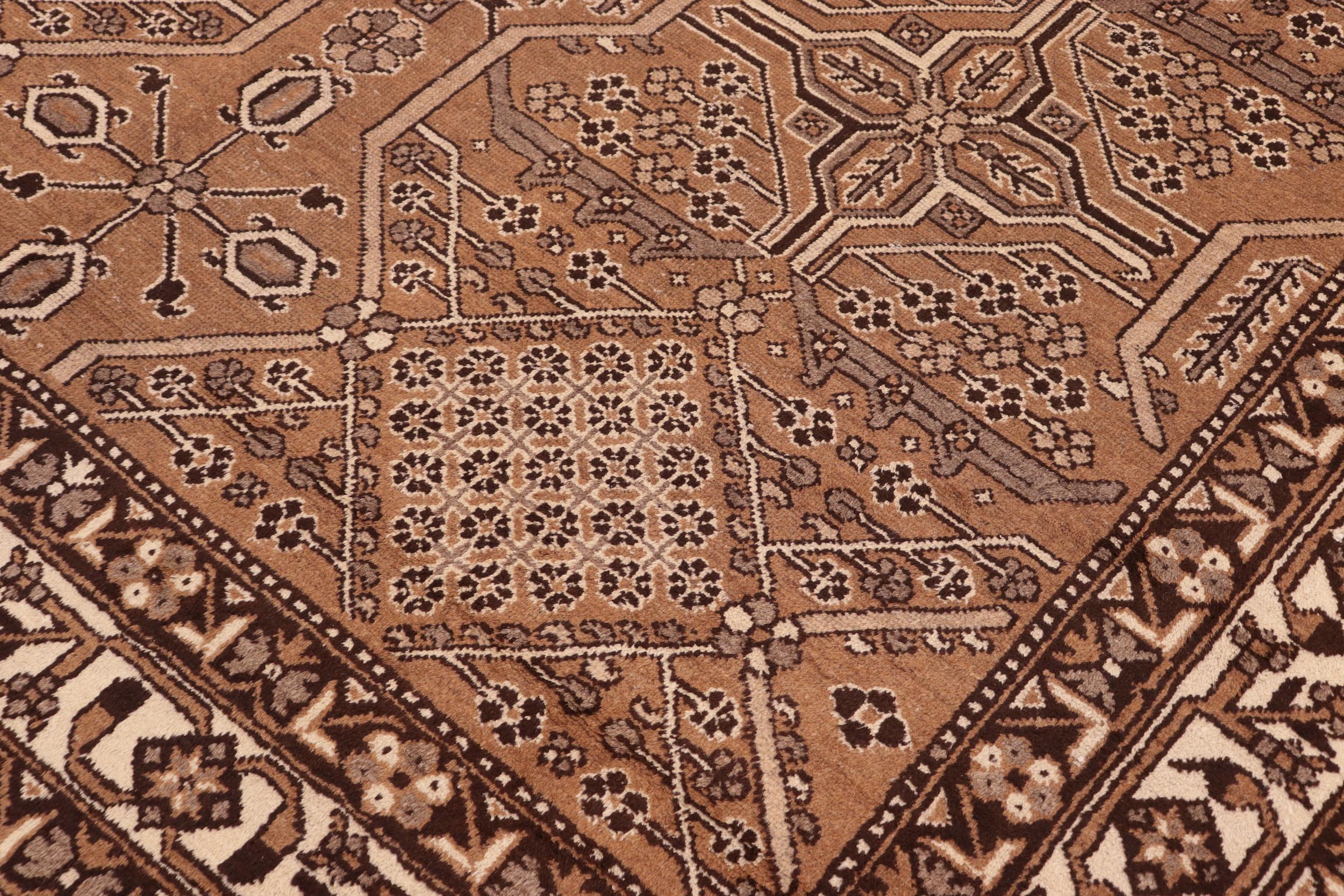 handmade Traditional Persian Lt. Brown Ivory Hand Knotted RECTANGLE 100% WOOL area rug 8x11