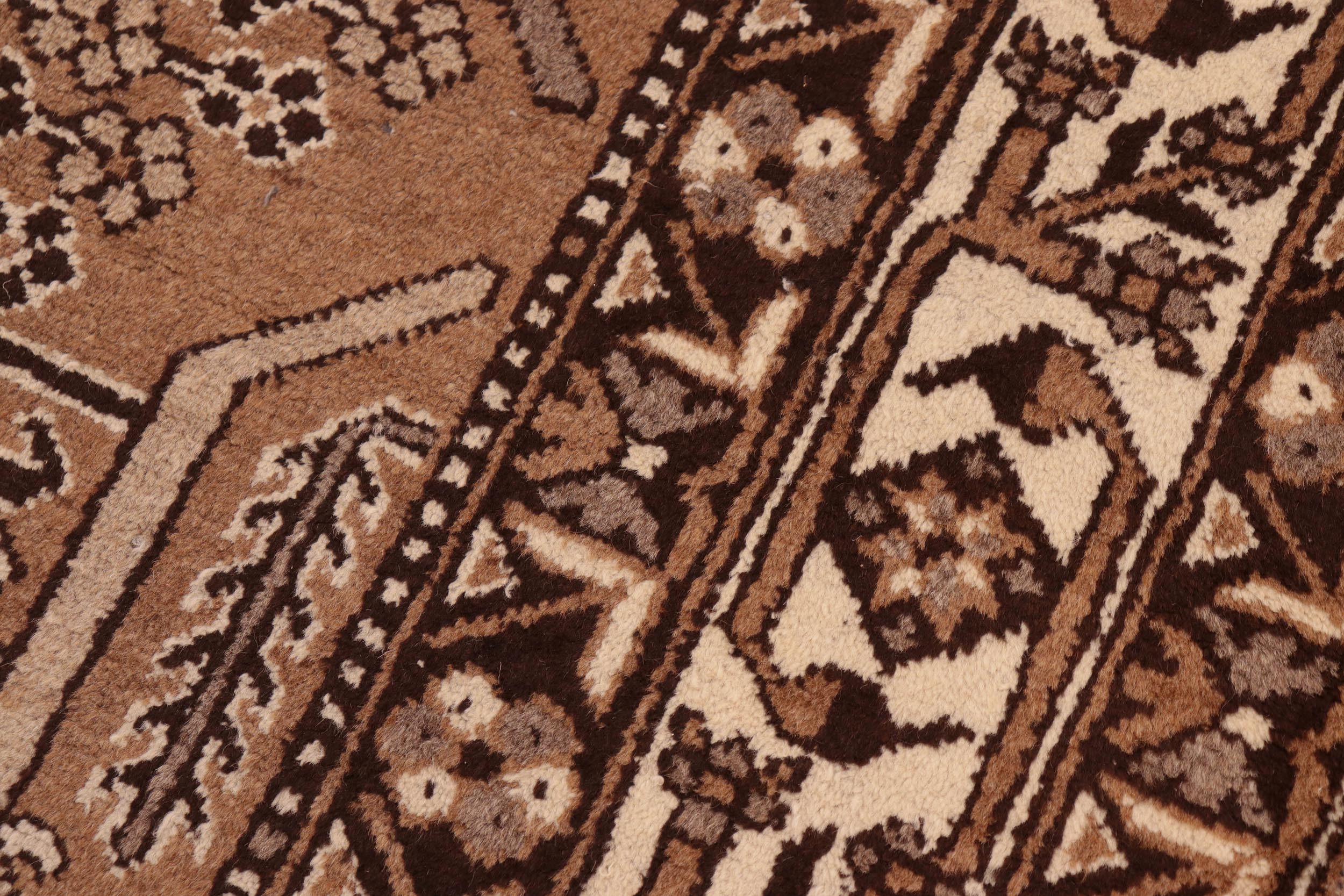 handmade Traditional Persian Lt. Brown Ivory Hand Knotted RECTANGLE 100% WOOL area rug 8x11