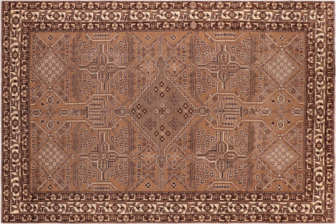 handmade Traditional Persian Lt. Brown Ivory Hand Knotted RECTANGLE 100% WOOL area rug 8x11