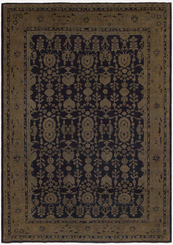 Vintage Distressed Persian Minta Blue/Brown Wool Rug - 8'5''X11'11''