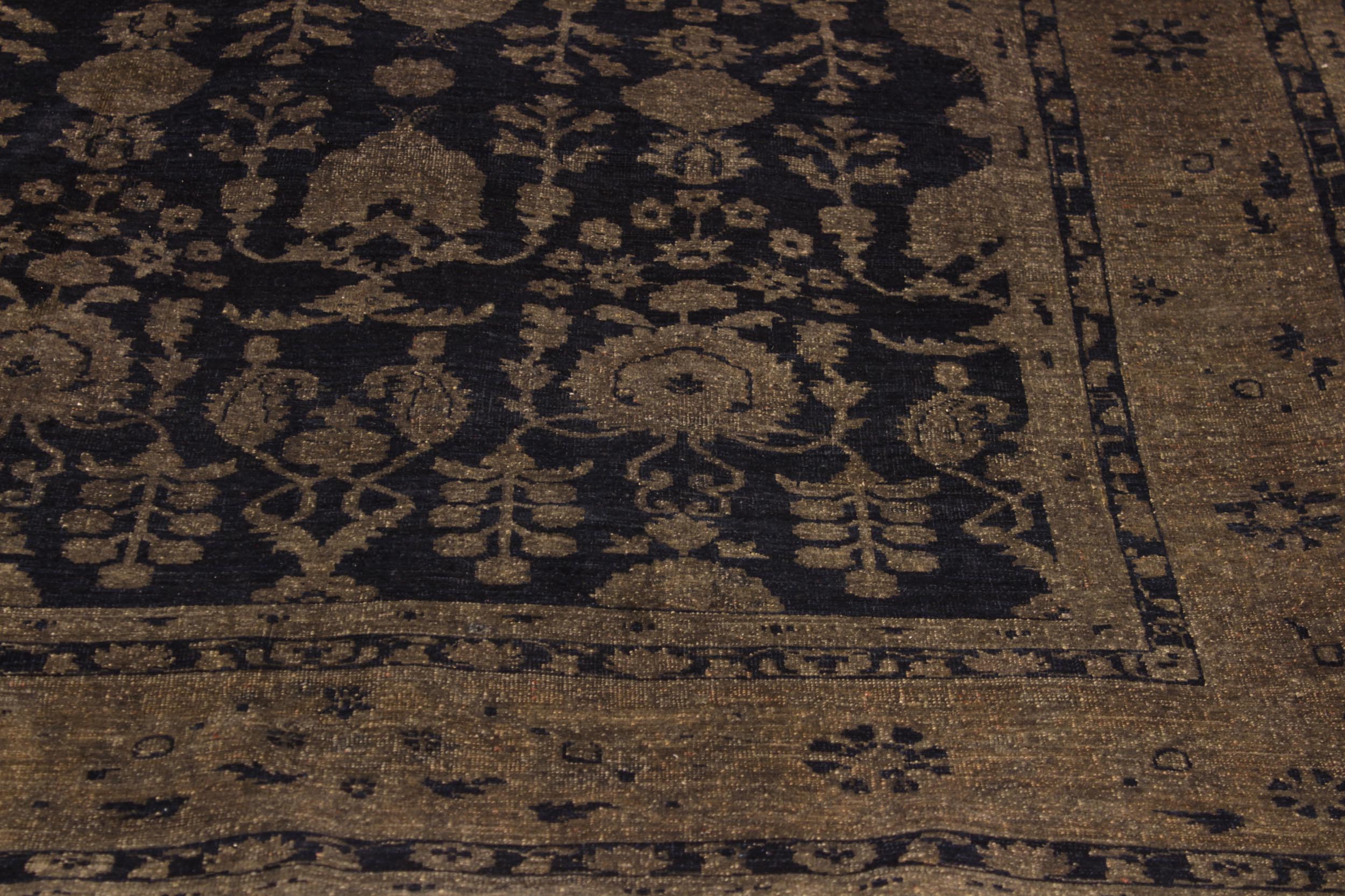 handmade Transitional Vintage Blue Brown Hand Knotted RECTANGLE 100% WOOL area rug 8' x 12'