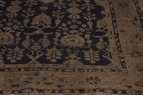 handmade Transitional Vintage Blue Brown Hand Knotted RECTANGLE 100% WOOL area rug 8' x 12'