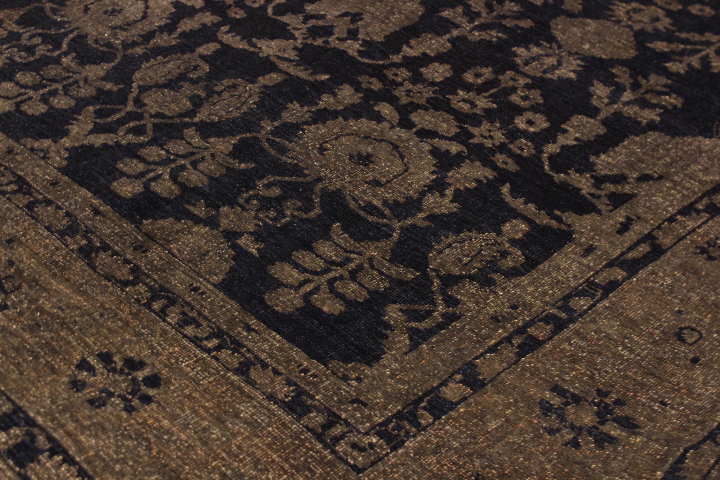 handmade Transitional Vintage Blue Brown Hand Knotted RECTANGLE 100% WOOL area rug 8' x 12'