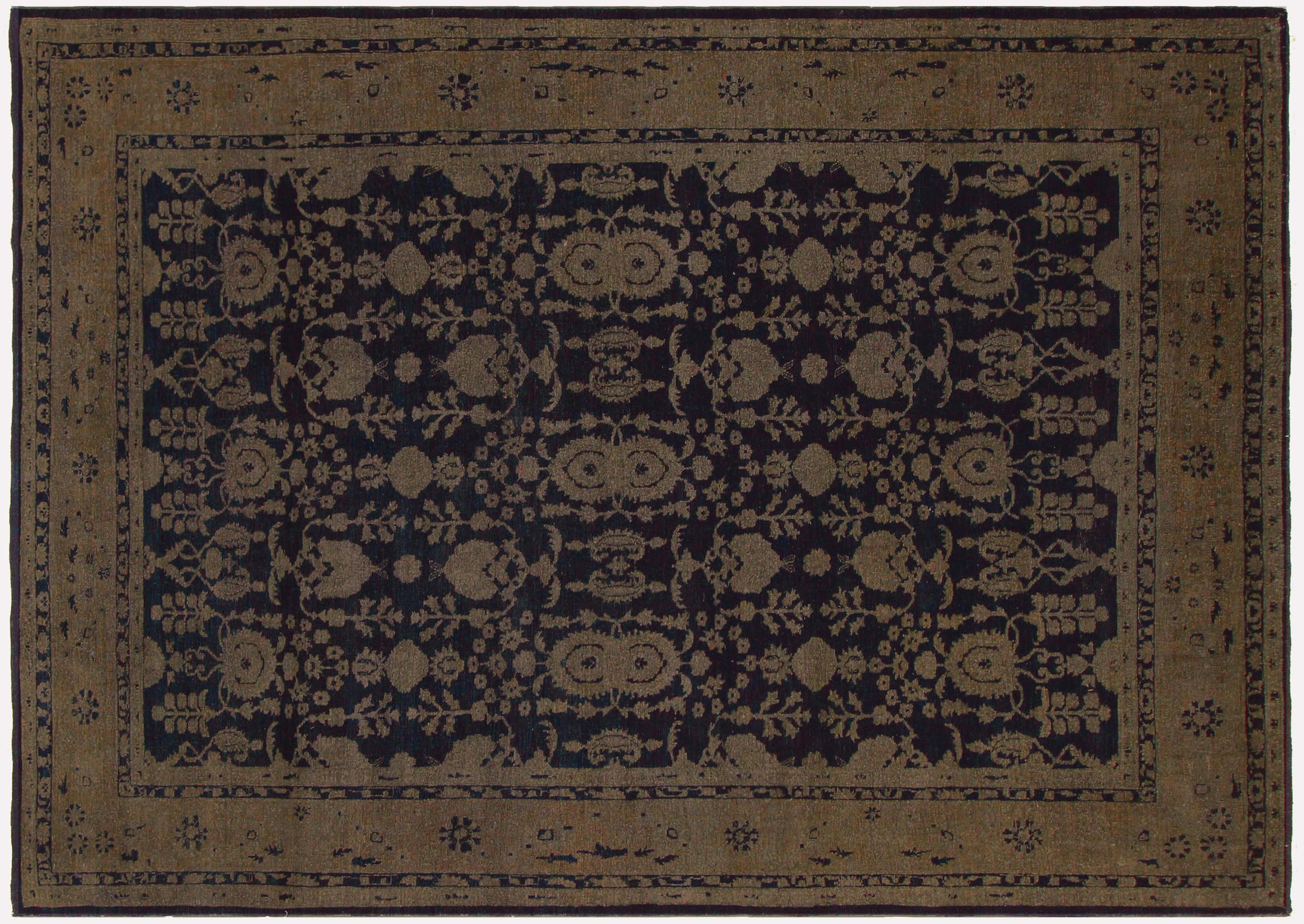 handmade Transitional Vintage Blue Brown Hand Knotted RECTANGLE 100% WOOL area rug 8' x 12'