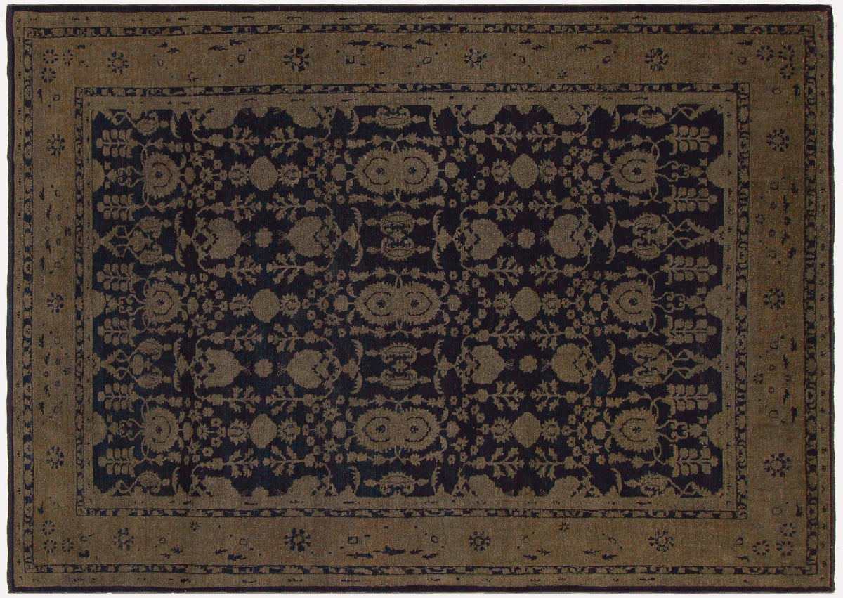 handmade Transitional Vintage Blue Brown Hand Knotted RECTANGLE 100% WOOL area rug 8' x 12'