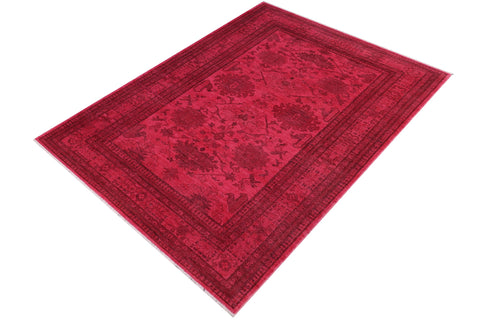 handmade Over Dyed Over Dyed Pink Pink Hand Knotted RECTANGLE 100% WOOL area rug 6' x 9'