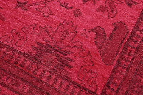 handmade Over Dyed Over Dyed Pink Pink Hand Knotted RECTANGLE 100% WOOL area rug 6' x 9'