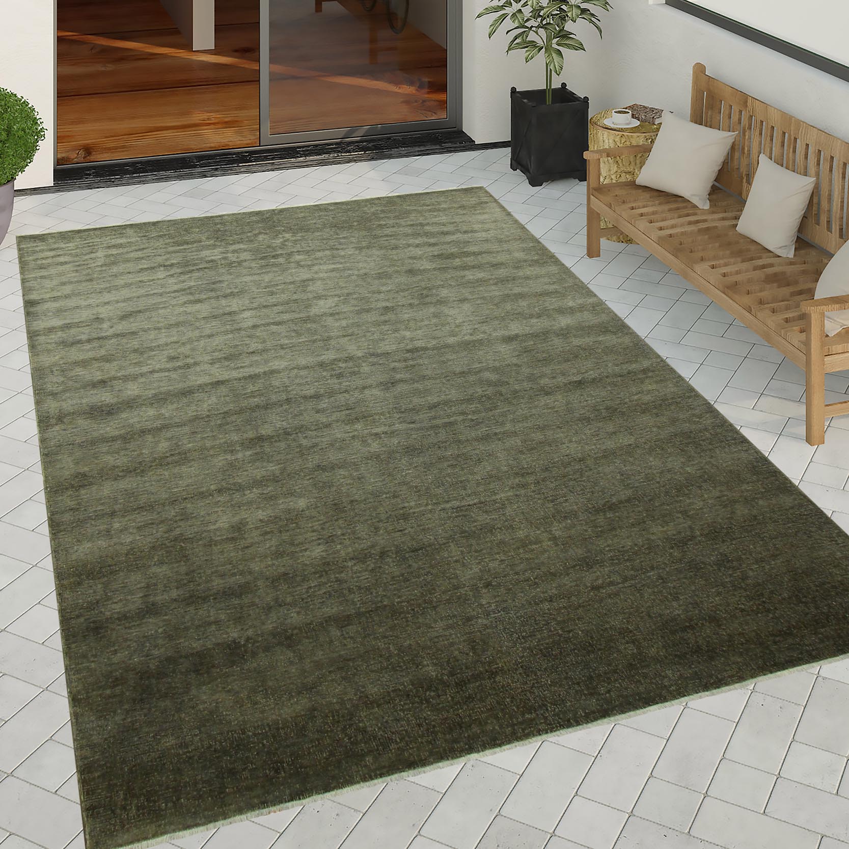 handmade Over Dyed Over Dyed Drk. Gray Drk. Gray Hand Knotted RECTANGLE 100% WOOL area rug 9' x 12'