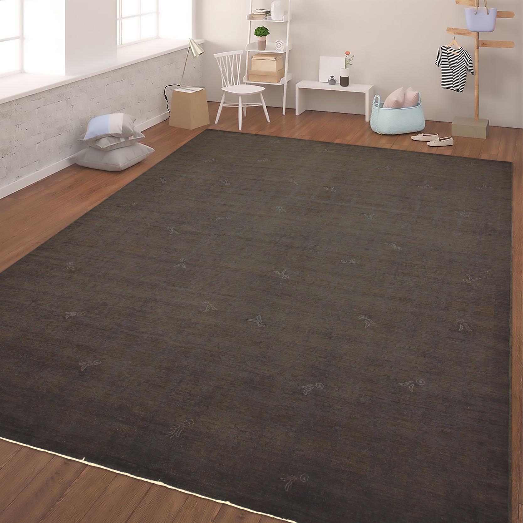 handmade Over Dyed Over Dyed Brown Brown Hand Knotted RECTANGLE 100% WOOL area rug 10' x 13'