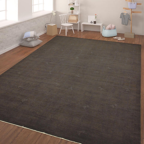 handmade Over Dyed Over Dyed Brown Brown Hand Knotted RECTANGLE 100% WOOL area rug 10' x 13'