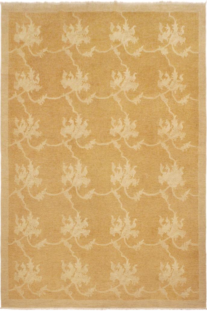 handmade Transitional Kafkaz Dull Orange Tan Hand Knotted RECTANGLE 100% WOOL area rug 9X12