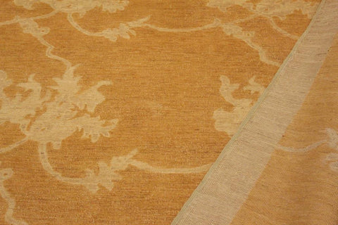 handmade Transitional Kafkaz Dull Orange Tan Hand Knotted RECTANGLE 100% WOOL area rug 9X12