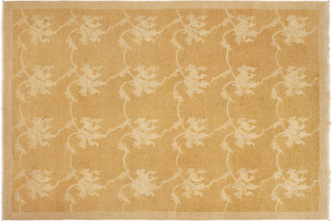 handmade Modern Kafkaz Dull Orange Tan Hand Knotted RECTANGLE 100% WOOL area rug 9' x 12'