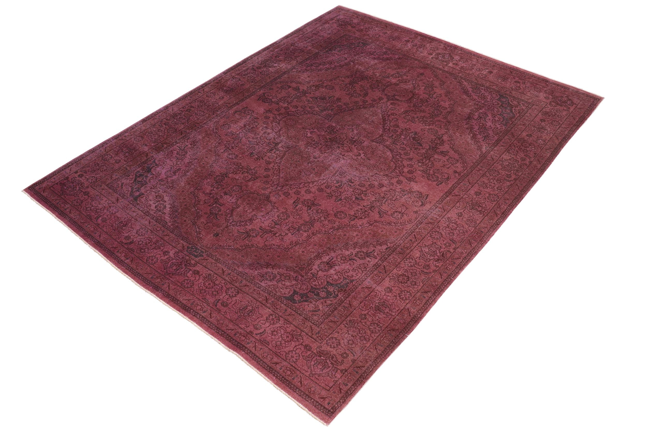 handmade Modern Vintage Purple Brown Hand Knotted RECTANGLE 100% WOOL area rug 7' x 10'